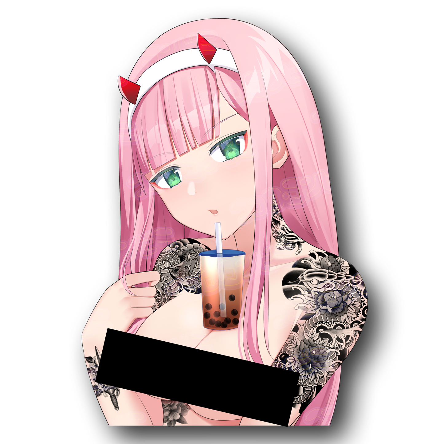 Zero Two ABG - Anime Boba Girl Sticker (Tatted / NonTatted)