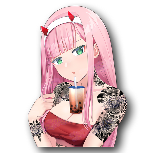 Zero Two ABG - Anime Boba Girl Sticker (Tatted / NonTatted)